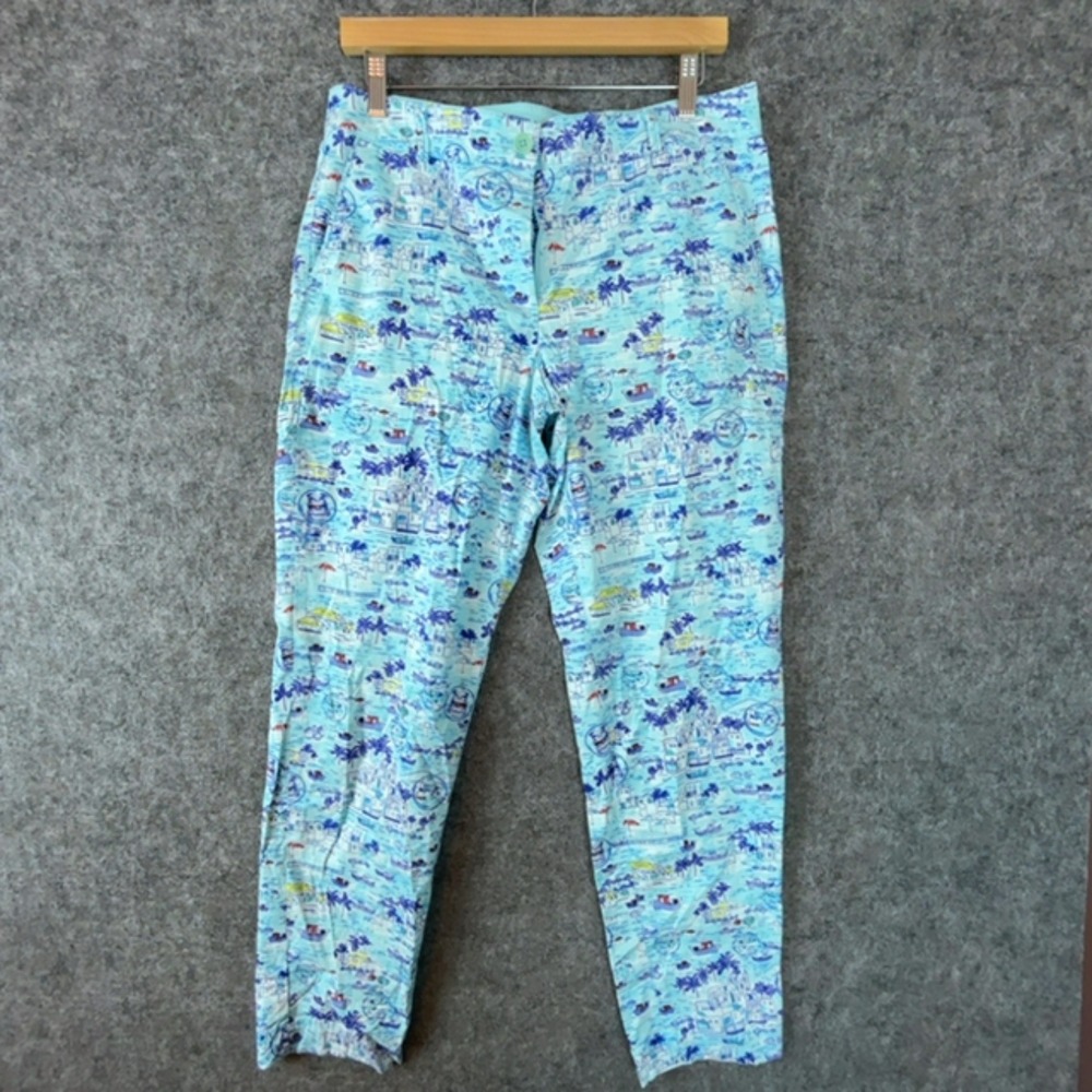 Talbots The Weekend Chino Women 8 Blue Coastal Novelty Print Straight Leg Pants